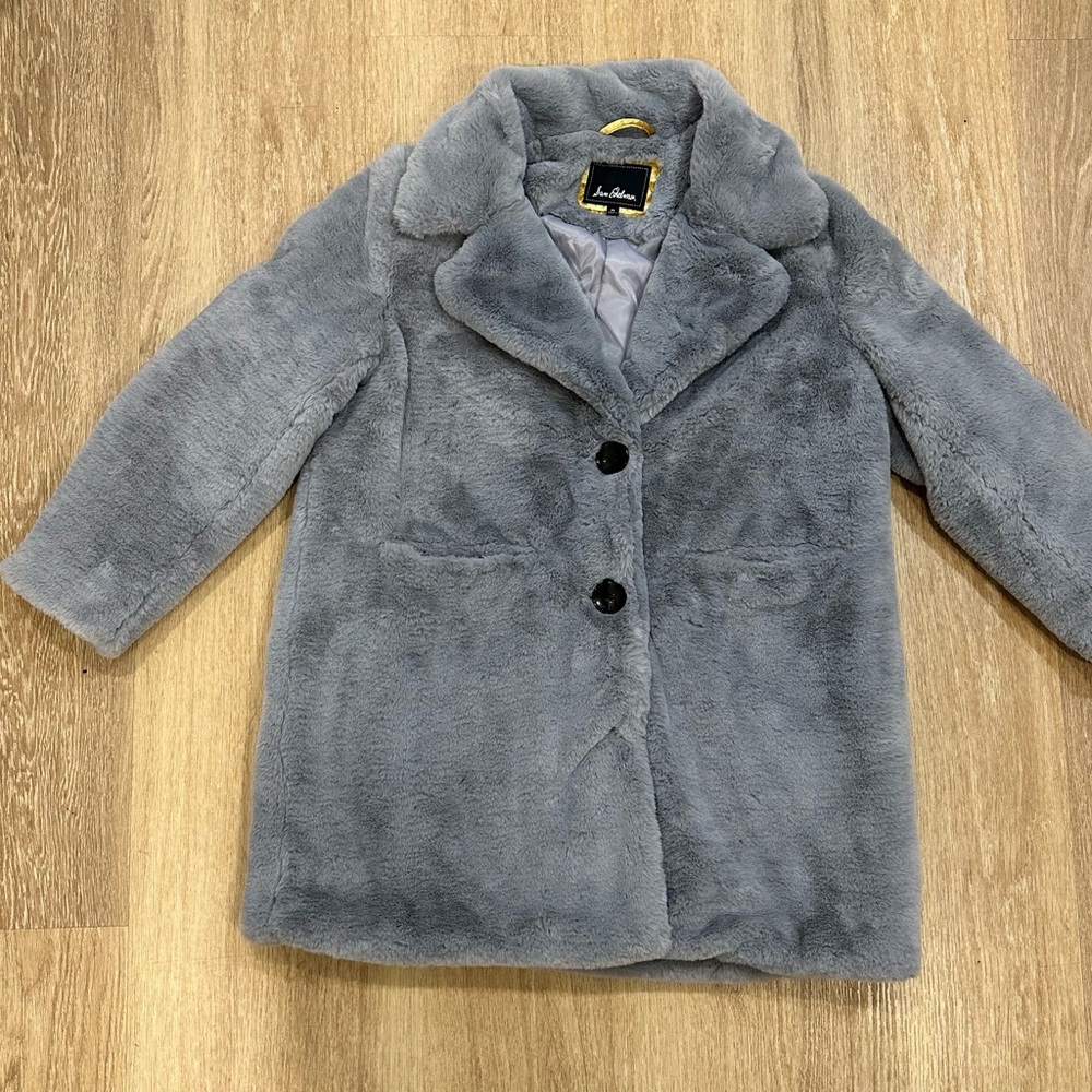 Sam Edelman Gray Faux Fur Pea Coat - M